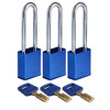 SafeKey-Vorhängeschlösser – Aluminium, Blau, KA - Gleichschließende Schlösser, Stahl, 76.20 mm, 3 Stück / Box